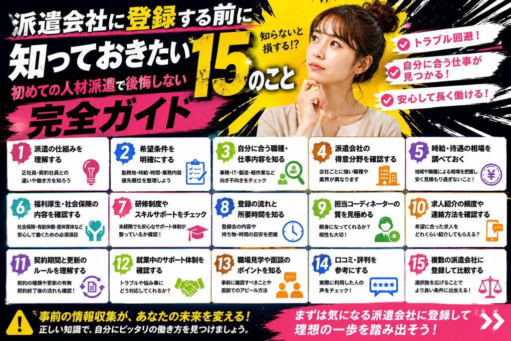 派遣会社に登録する前に知っておきたい15のこと｜初めての人材派遣で後悔しない完全ガイド