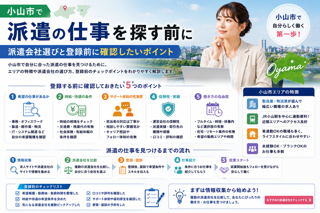 小山市で派遣の仕事を探す前に｜派遣会社選びと登録前に確認したいポイント