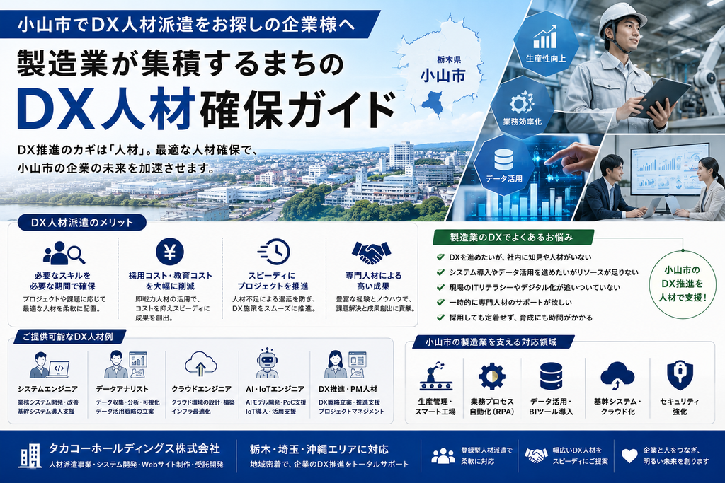 小山市でDX人材派遣をお探しの企業様へ｜製造業が集積するまちのDX人材確保ガイド