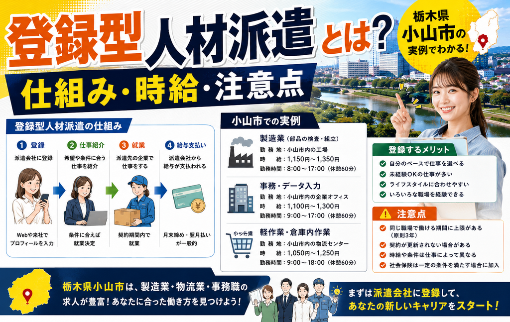 登録型人材派遣とは？栃木県小山市の実例でわかる仕組み・時給・注意点